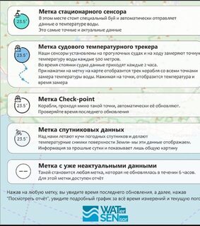 Буй и спутник на температурной карте