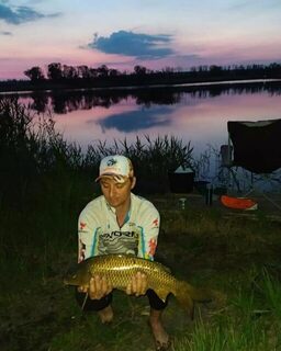 У Мариуполя на Хуторке попался карп во время вечерней рыбалки