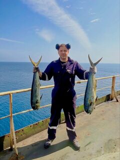 Две махи-махи на палубе после выхода в Аравийское море