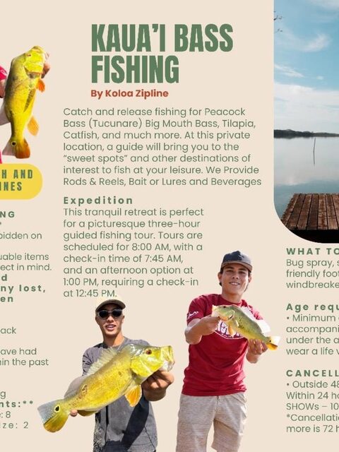 Пресноводная рыбалка Kaua‘i Bass Fishing открылась на южном берегу