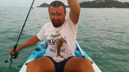 Креветка под лодку - рыбалка на острове Самуи по морскому окуню и сходам