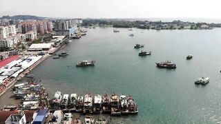 Kota Kinabalu (Кота-Кинабалу) - рыбацкая гавань с воздуха, Сабах