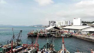Kota Kinabalu (Кота-Кинабалу) - рыбацкая гавань с воздуха, Сабах