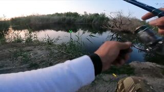 Река Аксу - трофей ищем у бровки, ночёвка на берегу