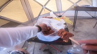 Река Аксу - трофей ищем у бровки, ночёвка на берегу