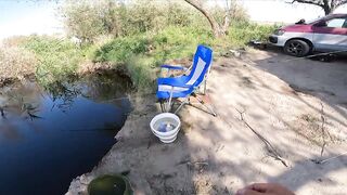 Река Аксу - трофей ищем у бровки, ночёвка на берегу