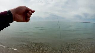 Лдзаа, Абхазия. Утренняя рыбалка рокфишинг у берега.