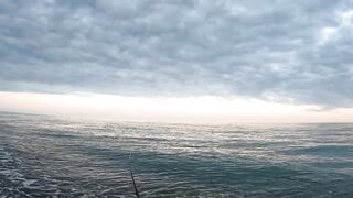 Пицунда: рыбалка с берега на закате летом 2025