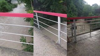 Нижняя Хобза река после дождя у моря