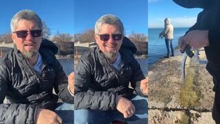 Феодосия сарган у берега осенним вечером