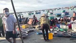 Рыбацкая деревня Mui Ne Phan Thiet улов на причале и запах моря