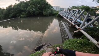 Tarpon на Bulan морская рыбалка в Kota Kinabalu ночью под светом мостков