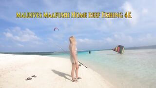 Maafushi home reef и морская рыбалка на краю рифа в 4K