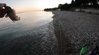 Вечёрка в Новом Афоне рокфишинг на микроджиг у волнорезов