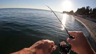 Вечёрка в Новом Афоне рокфишинг на микроджиг у волнорезов