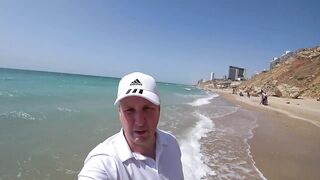 Нетания, Израиль — морская рыбалка с берега и вечерний прибой