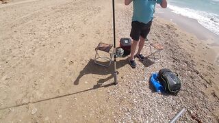 Нетания, Израиль — морская рыбалка с берега и вечерний прибой