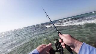 Netanya, Израиль — вечерний берег, прибой и рыбацкие снасти в 4K 28.10.2024