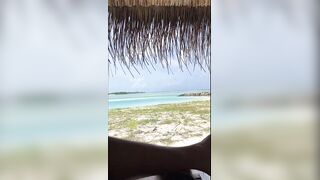 Huraa Island, Maldives: канал, лодки-дони и вечерние силуэты пальм