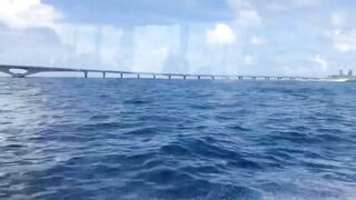 Huraa Island, Maldives: канал, лодки-дони и вечерние силуэты пальм