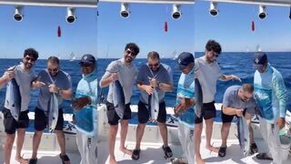 Tuna fish close-up: серебро в кадре, всплеск хвоста и мгновение перед срезом