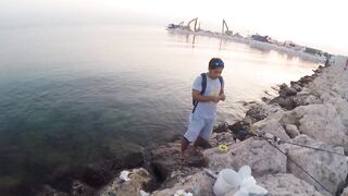 Al Wakrah — hook fishing: рыбалка в доке на закате