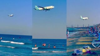 Larnaca, Mackenzie Beach: самолёты над пляжем и рыбалка у волнореза