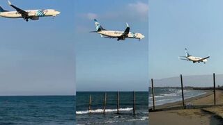 Mackenzie Beach, Cyprus: самолёт над водой — и где тут ловят с берега?