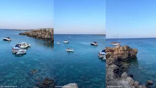 Cape Greco, Cyprus: скальный островок и рыбалка у свалов
