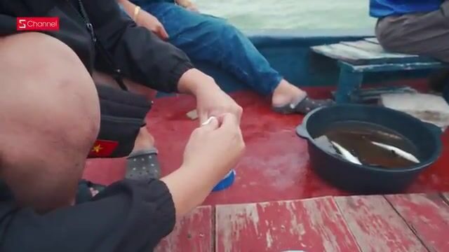 Деревянная лодка у острова Кото и два групера Хань Ви