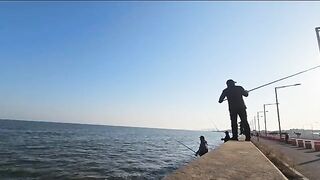 Ловля кефали в районе Ёнджондо в Инчхоне