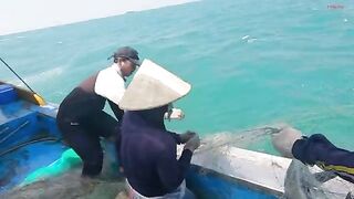 Ночная постановка сетей на ската у Лонгхая и утренний подъем с крабами