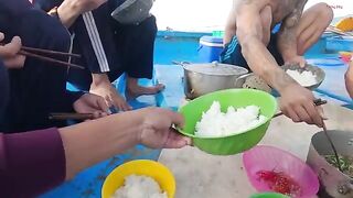 Ночная постановка сетей на ската у Лонгхая и утренний подъем с крабами