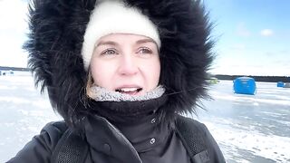 Первая подледная корюшка и обед в палатке на озере Буссе