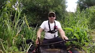Зеркальный карп на вертушку в маленькой реке у Алахадзы