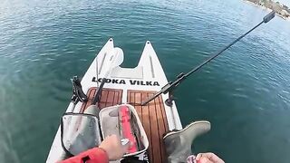 Феодосия, лодочная ловля бойкой кефали и саргана на бомбарду с червем