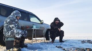 Зимний окунь в Ак-Кабаке: три лунки и 116 штук у одного