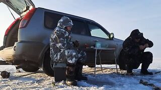 Зимний окунь в Ак-Кабаке: три лунки и 116 штук у одного