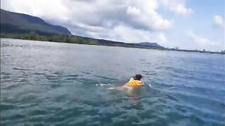 Морской выход у Байтхома на Фукуоке под дождем