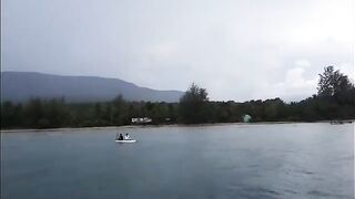 Морской выход у Байтхома на Фукуоке под дождем