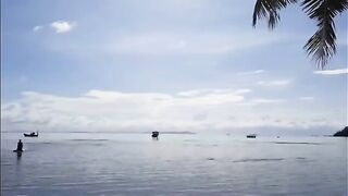 Морской выход у Байтхома на Фукуоке под дождем