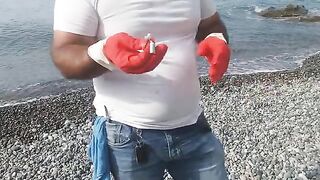 Сарпи, Грузия: рыбалка с сыном на тирольскую палочку у скал