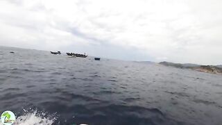 В бухте Виньхи наблюдаем, как местные рыбаки поднимают сеть