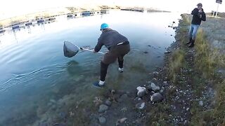 Крупная форель в каналах Маккензи: вываживание с берега в Новой Зеландии
