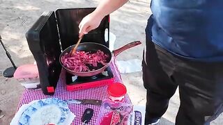 Завтрак на берегу и проверка удочек в Гюмюшлюке
