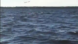 Осенний остров и троллинг среди волн на Онеге