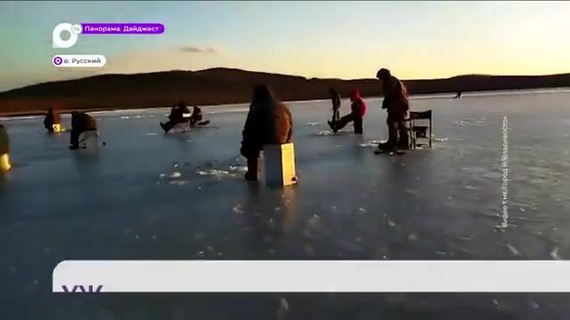 Рыбаки на первом льду бухты Новик у острова Русский: старый репортаж о зимней рыбалке