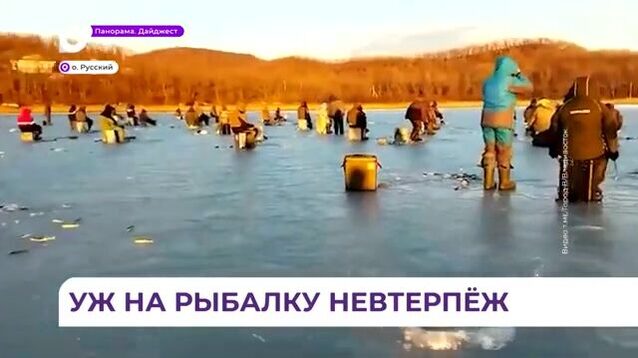 Рыбаки на первом льду бухты Новик у острова Русский: старый репортаж о зимней рыбалке