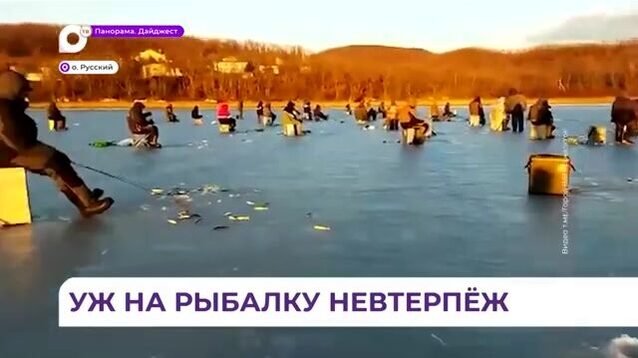 Рыбаки на первом льду бухты Новик у острова Русский: старый репортаж о зимней рыбалке