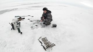 Поздний выход на лед Онеги за хариусом